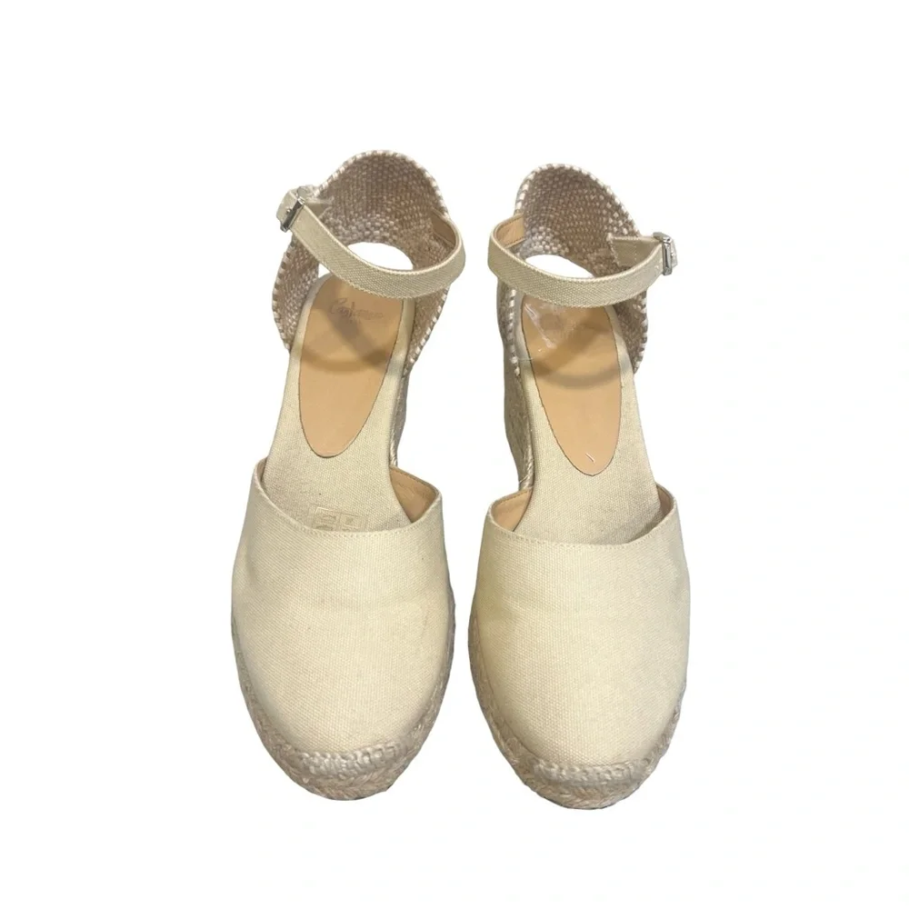 Castaner Cream Espadrille Wedge Sandals with Ankle Strap 40 US 9